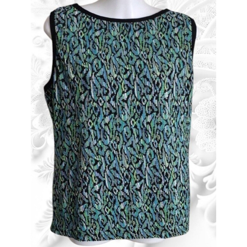 Sleeveless Patterned Knit Top - Blue Green